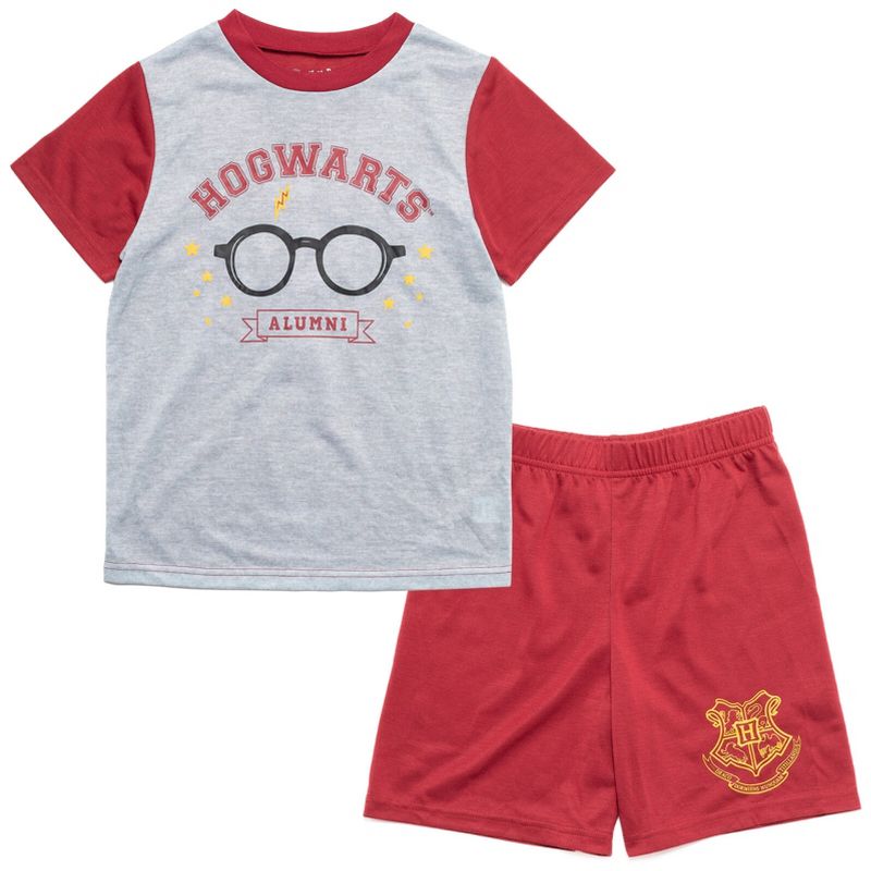 Harry Potter Gryffindor Hufflepuff Ravenclaw Slytherin Pajama Shirt and Shorts Sleep Set Little Kid to Big Kid