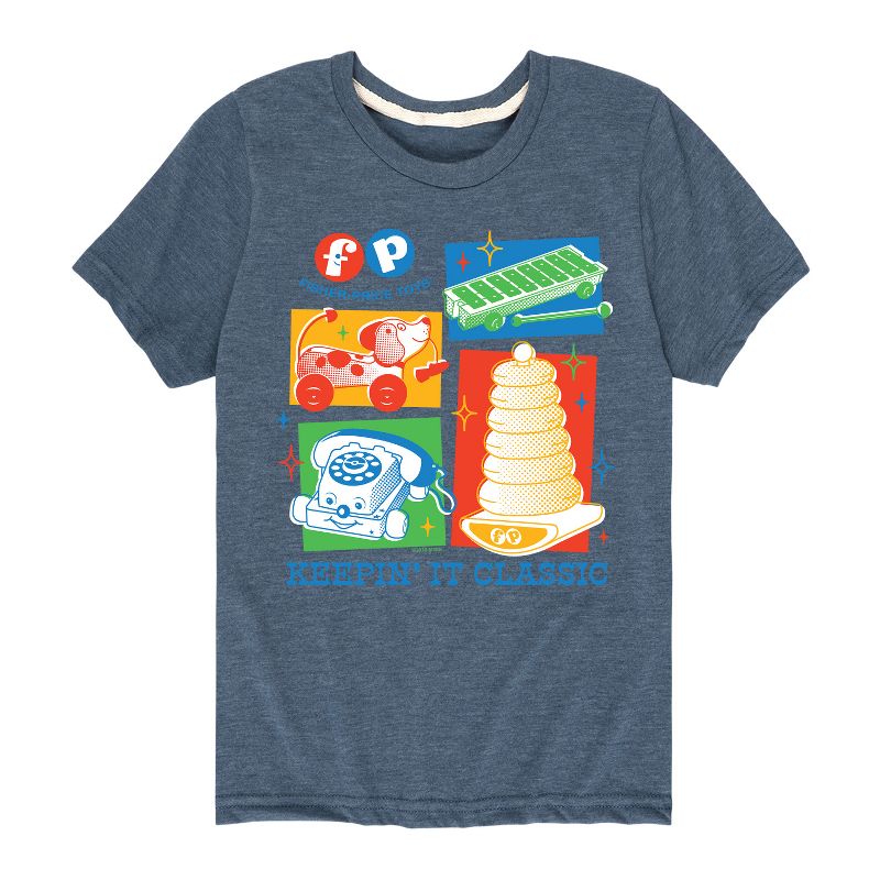 تي شيرت جرافيكي بأكمام قصيرة من Fisher-Price 60S Toys Grid للأولاد - Fisher Price