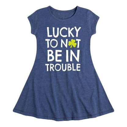 Girls' - Instant Message - St. Patrick's Day Lucky to Not Be In Trouble Fit & Flair Cap Sleeve Dress