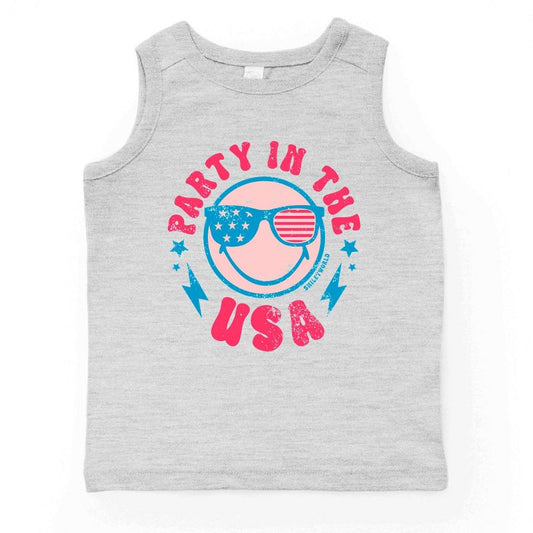 قميص بدون أكمام للشباب من The Juniper Shop SmileyWorld Party In The USA