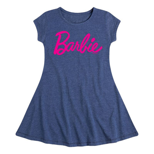 Girls' - Barbie - Classic Logo Fit & Flair Cap Sleeve Dress