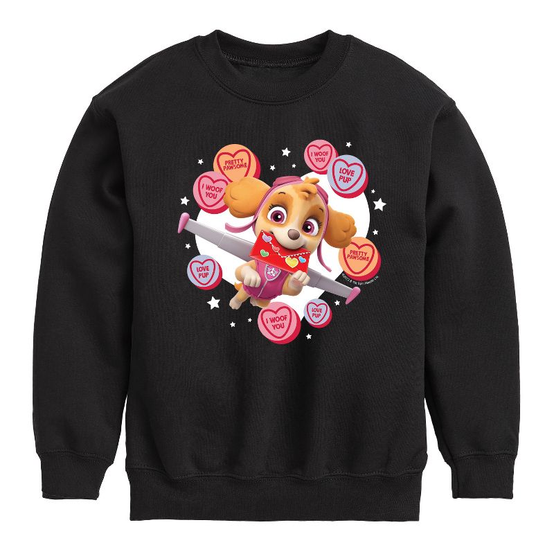 Boys' - Paw Patrol - Skye Conversation Hearts Graphic Long Sleeve Fleece Sweatshirt