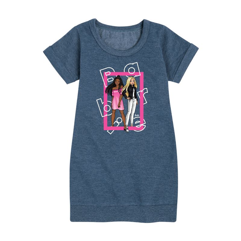 Girls' - Barbie - Out Of Box Graphic Short Sleeve Fleece Dress