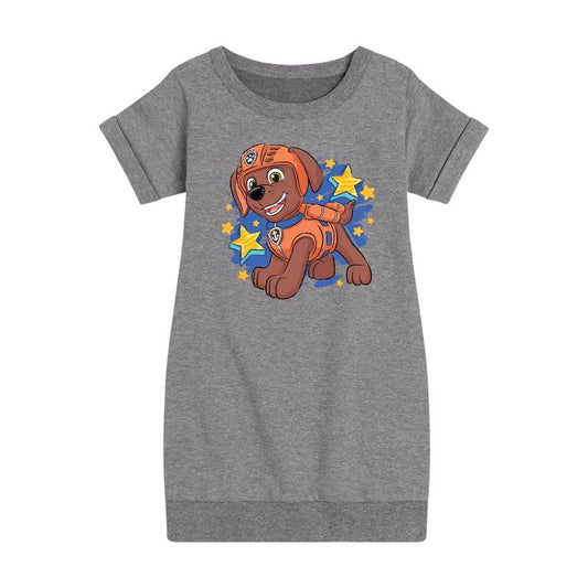 Girls' - Paw Patrol - Zuma Sketch Graphic Short Sleeve Fleece Dress