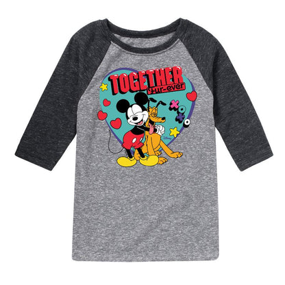 Boys' - Disney - Together Fur Ever Mickey Pluto Raglan Graphic T-Shirt