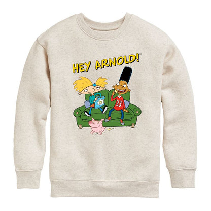 Boys' - Hey Arnold! - Arnold, Gerald and Abner Graphic Long Sleeve Fleece Sweatshirt