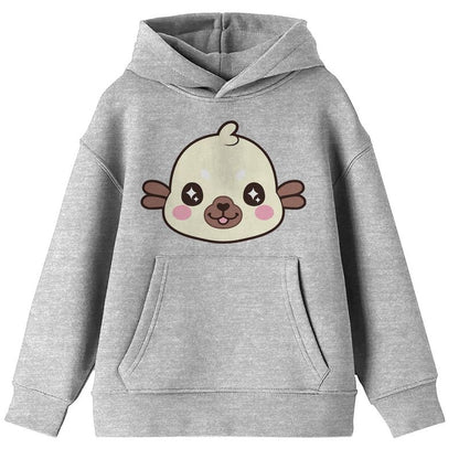 Tasty Peach Cute Yellow Face Long Sleeve Athletic Heather Youth Hooded Sweatshirt