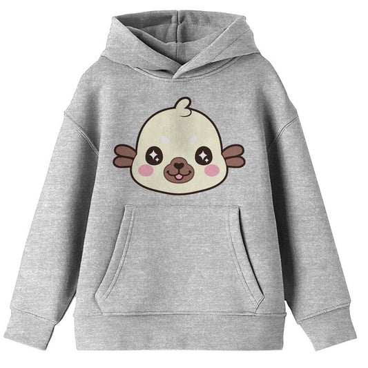 Tasty Peach Cute Yellow Face Long Sleeve Athletic Heather Youth Hooded Sweatshirt