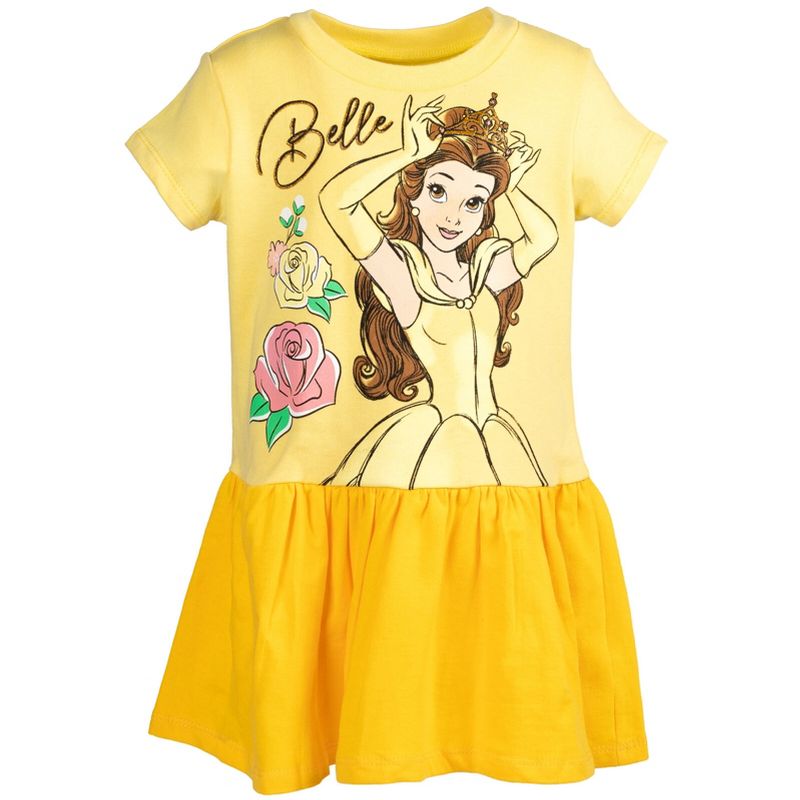 Disney Frozen Elsa Anna Moana Princess Rapunzel Jasmine Belle Girls French Terry Dress Little Kid to Big Kid
