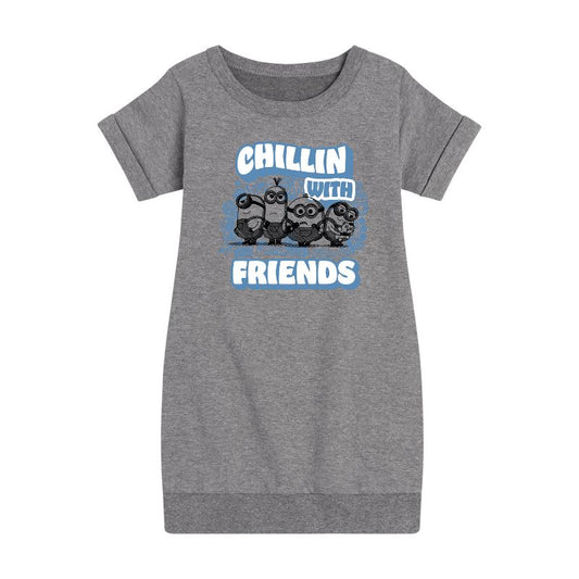 Girls' - Despicable Me Minions - Chillin' with Friends Graphic Short Sleeve Fleece Dress