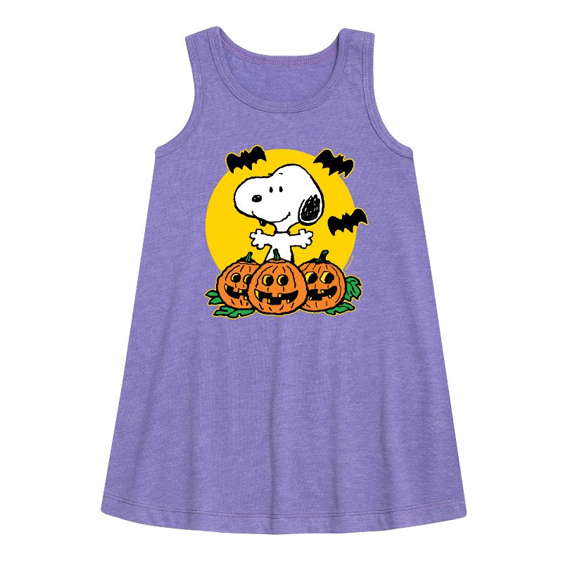 Girls' - Peanuts - Snoopy Pumpkin Patch Graphic Sleeveless Aline Dress