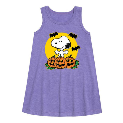 Girls' - Peanuts - Snoopy Pumpkin Patch Graphic Sleeveless Aline Dress