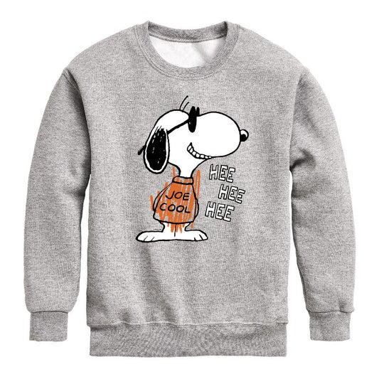 Boys' - Peanuts - Joe Cool Hee Hee Hee Graphic Long Sleeve Fleece Sweatshirt