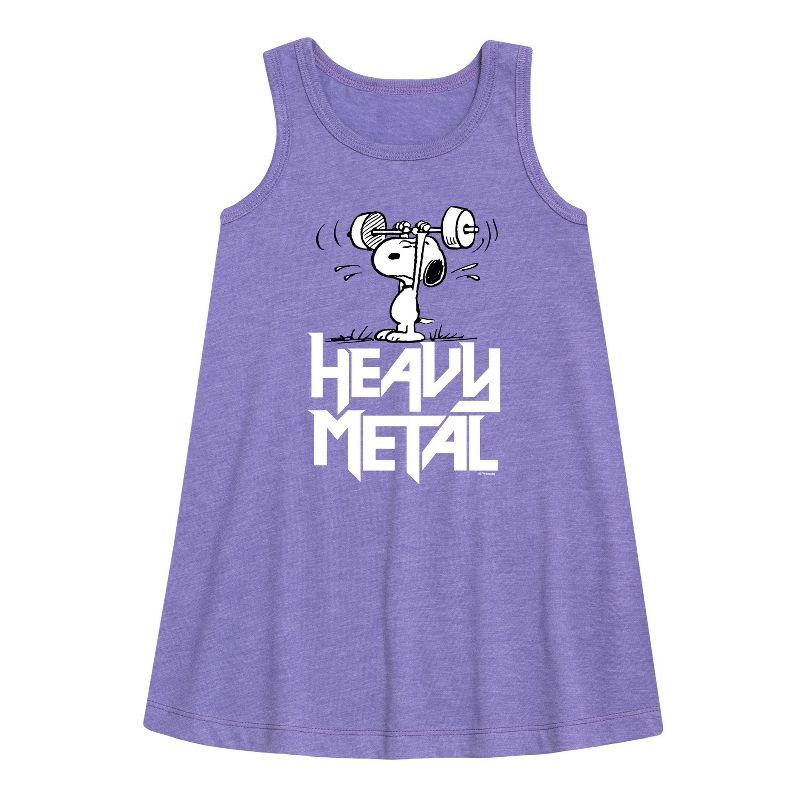Girls' - Peanuts - Heavy Metal Snoopy Graphic Sleeveless Aline Dress