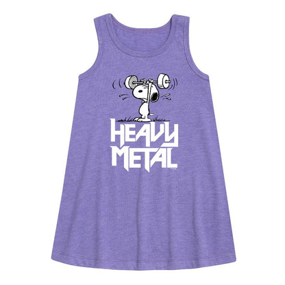 Girls' - Peanuts - Heavy Metal Snoopy Graphic Sleeveless Aline Dress