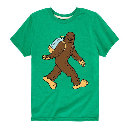 تي شيرت ساسكواتش برسومات جرافيكية بأكمام قصيرة وحقيبة ظهر للأولاد - رسالة فورية