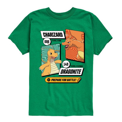 تي شيرت جرافيكي بأكمام قصيرة للأولاد - بوكيمون - دراغونايت وتشاريزارد دراغون باتل