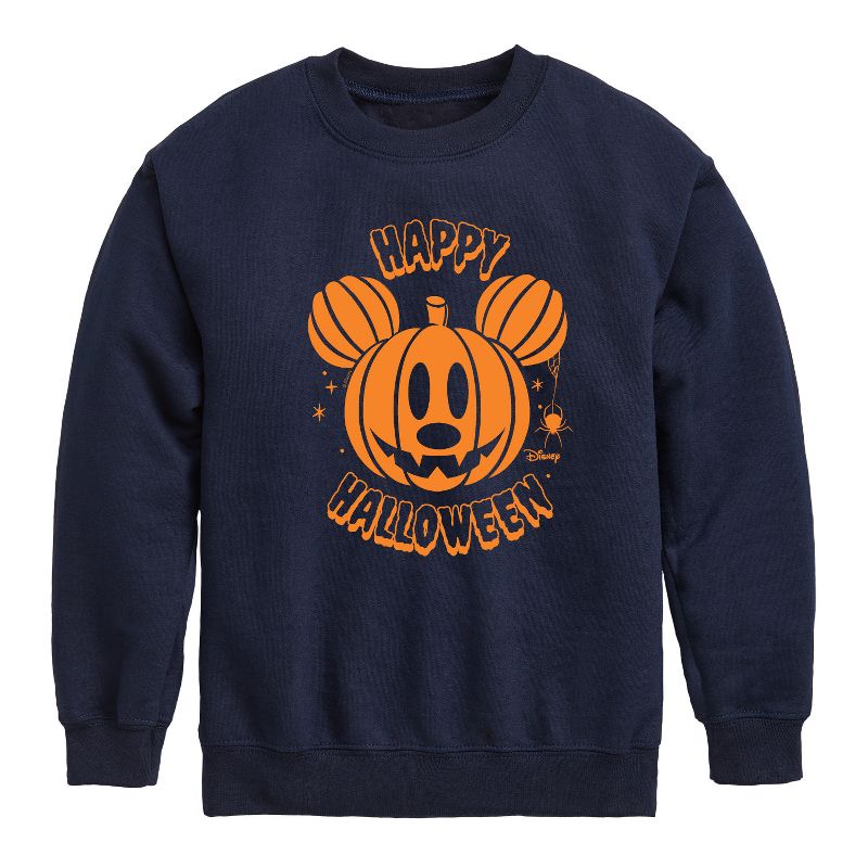 Boys' - Disney - Mickey Pumpkin Graphic Long Sleeve Fleece Sweatshirt