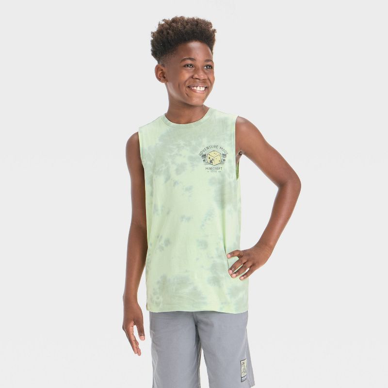 Boys' Minecraft Mineral Wash Tank Top - Green