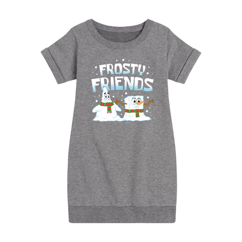 فستان فروستي فريندز الجرافيكي بأكمام قصيرة من الصوف للبنات - سبونج بوب سكوير بانتس