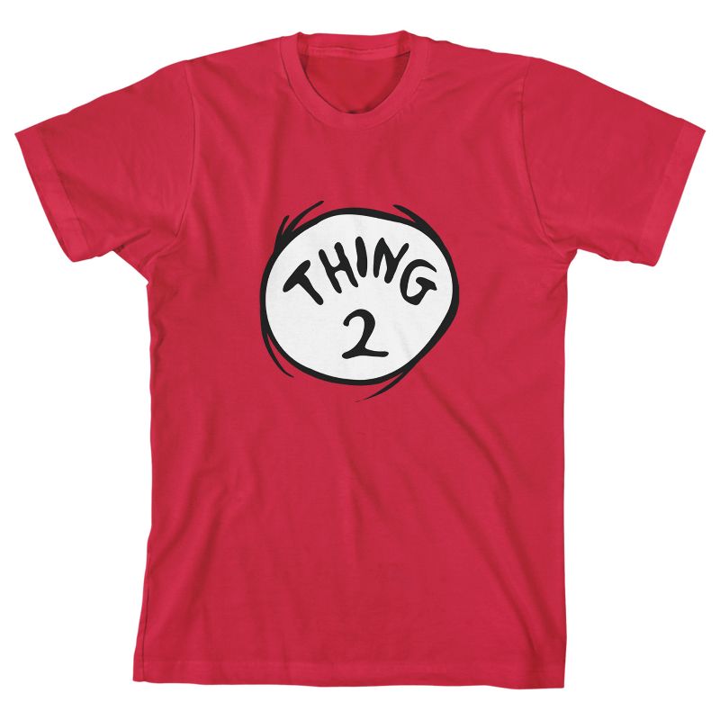 Dr. Seuss Thing 1 and Thing 2 Youth Red Crew Neck Short Sleeve T-shirt