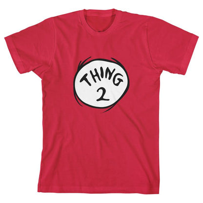 Dr. Seuss Thing 1 and Thing 2 Youth Red Crew Neck Short Sleeve T-shirt