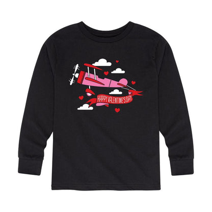 Boys' - Instant Message - Valentine Airplane Long Sleeve Graphic T-Shirt