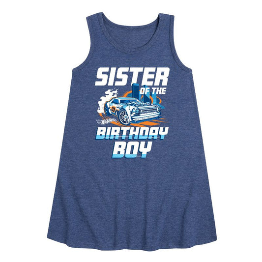 Girls' - Hot Wheels - Sister Of Birthday Boy Graphic Sleeveless Aline Dress