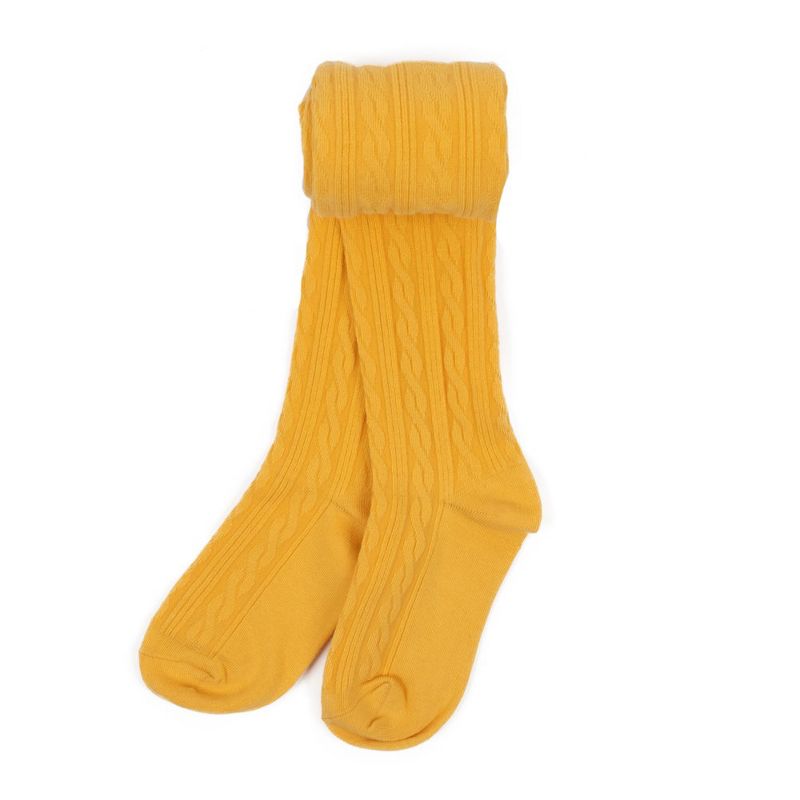 Leveret Girls Classic Solid Color Cable Knit Tights
