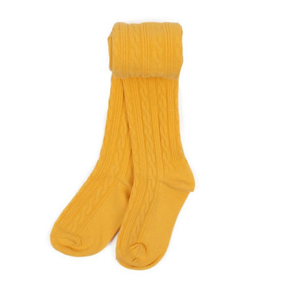 Leveret Girls Classic Solid Color Cable Knit Tights