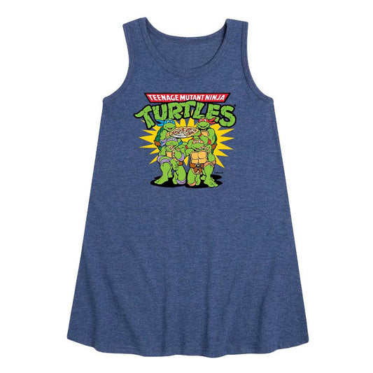 Girls' - Teenage Mutant Ninja Turtles - Pizza Dudes Graphic Sleeveless Aline Dress