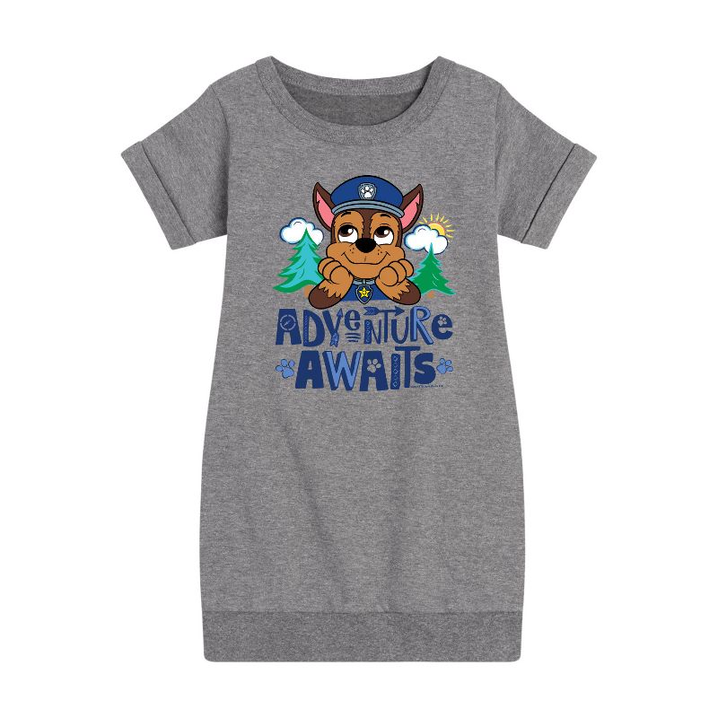 فستان صوف بأكمام قصيرة مطبوع عليه رسومات "دورية المخلب" للبنات