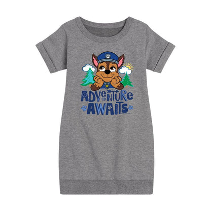 فستان صوف بأكمام قصيرة مطبوع عليه رسومات "دورية المخلب" للبنات