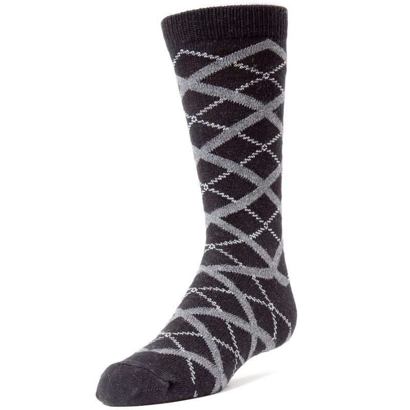 Memoi Diamond Interlock Boys Dress Cotton Blend Crew Socks