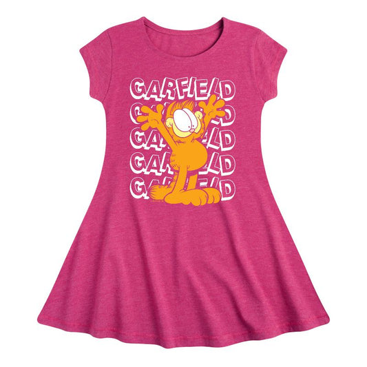 Girls' - Garfield - Garfield Repeated Fit & Flair Cap Sleeve Dress