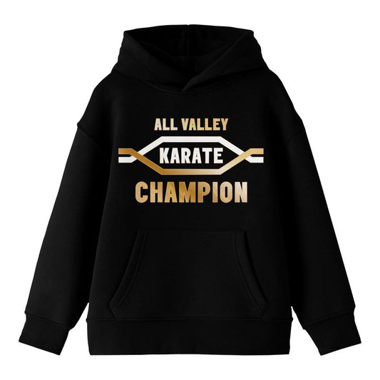 Cobra Kai All Valley Karate Champion Long Sleeve Youth Black Hooded Sweatshirt
