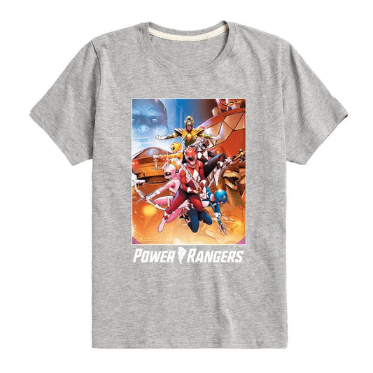 Boys' - Power Rangers - Retro Comic Cover- Boy's Short Sleeve Tee Short Sleeve Graphic T-Shirt