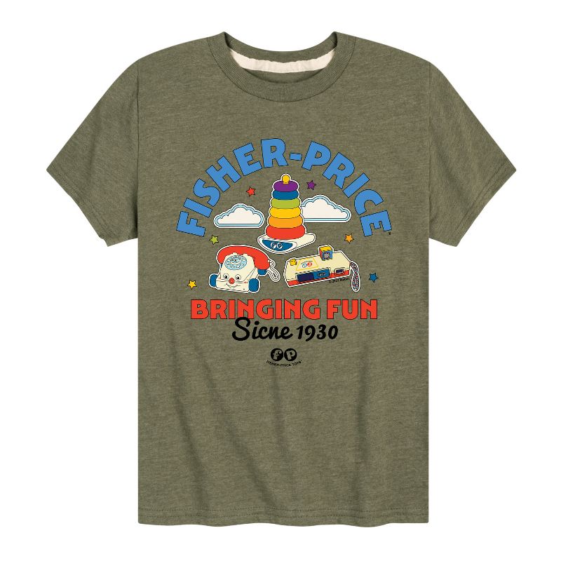 تي شيرت جرافيكي بأكمام قصيرة للأولاد من فيشر برايس - ألعاب تجلب المرح منذ عام ١٩٣٠