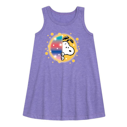 Girls' - Peanuts - Snoopy Airbrush Peek Graphic Sleeveless Aline Dress