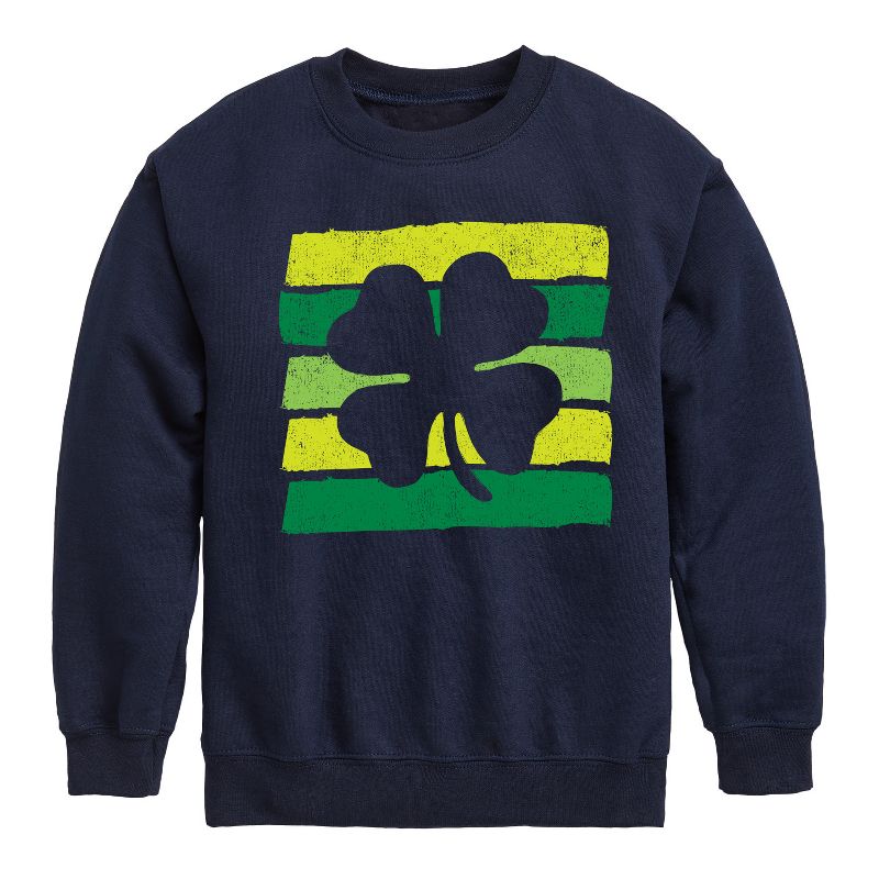 Boys' - Instant Message - St. Patrick's Day Outlined Shamrock Graphic Long Sleeve Fleece Sweatshirt