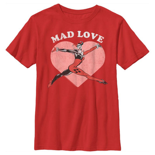 Boy's Batman Valentine's Day Harley Quinn Mad Love T-Shirt