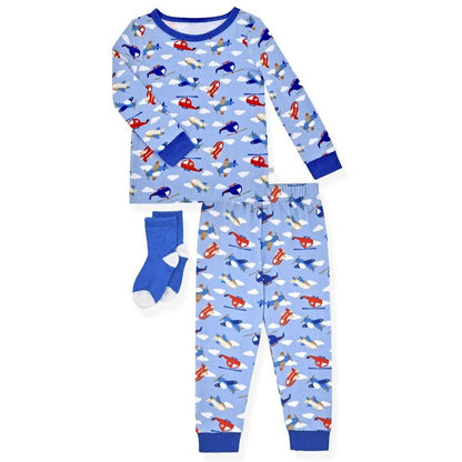 Sleep On It  Boys 2-Piece Super Soft Jersey Snug-Fit Pajama Set with Matching Socks - Baby Boy Pajamas and Toddler Pajama Sets