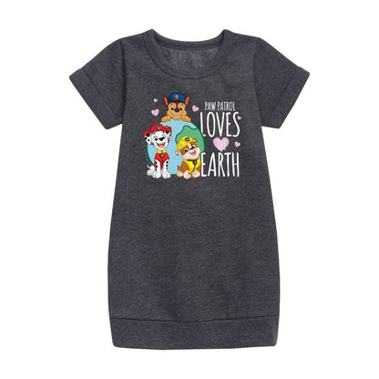 Girls' - Paw Patrol - Loves Earth Graphic Short Sleeve Fleece Dress