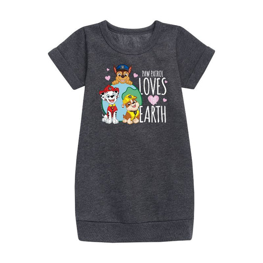 Girls' - Paw Patrol - Loves Earth Graphic Short Sleeve Fleece Dress