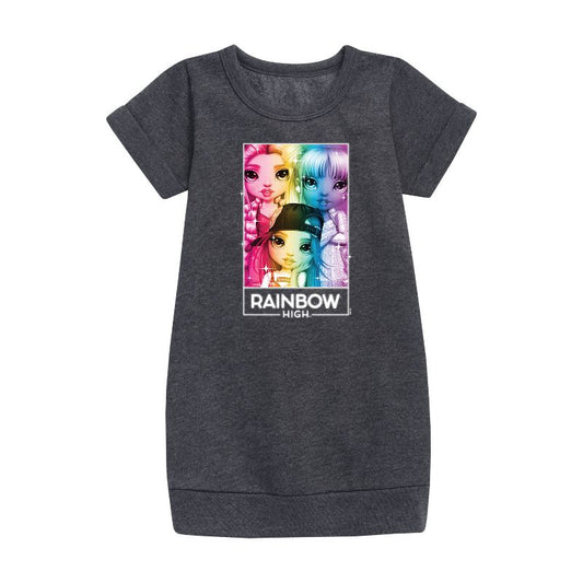 Girls' - Rainbow High - Rainbow Sparkle Box Graphic Short Sleeve Fleece Dress