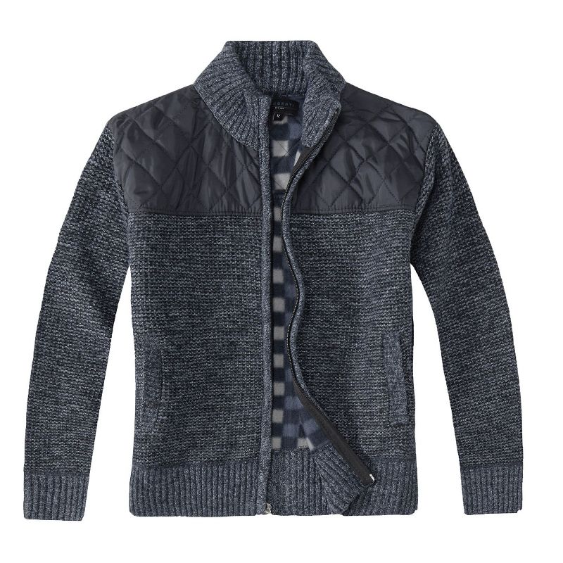 Gioberti Boy's Knitted Full Zip Cardigan Sweater With Soft Brushed Flannel Lining