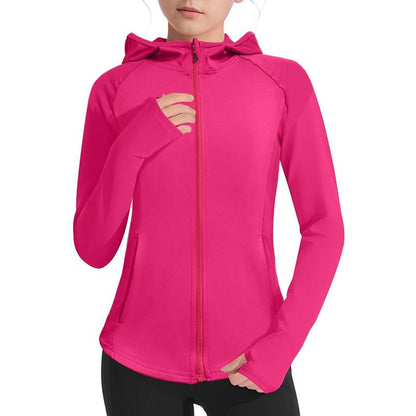 Girls Lightweight Jacket Long Sleeve Zip Up Athletic Hoodie Top Fishing Hiking Sun Protection Outerwear