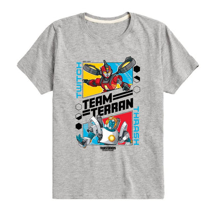 تي شيرت جرافيكي بأكمام قصيرة من ترانسفورمرز - شرارة الأرض للأولاد