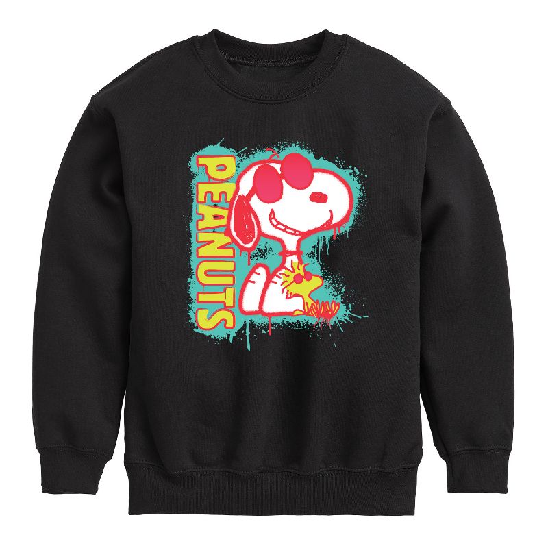 Boys' - Peanuts - Peanuts Snoopy Woodstock Graphic Long Sleeve Fleece Sweatshirt