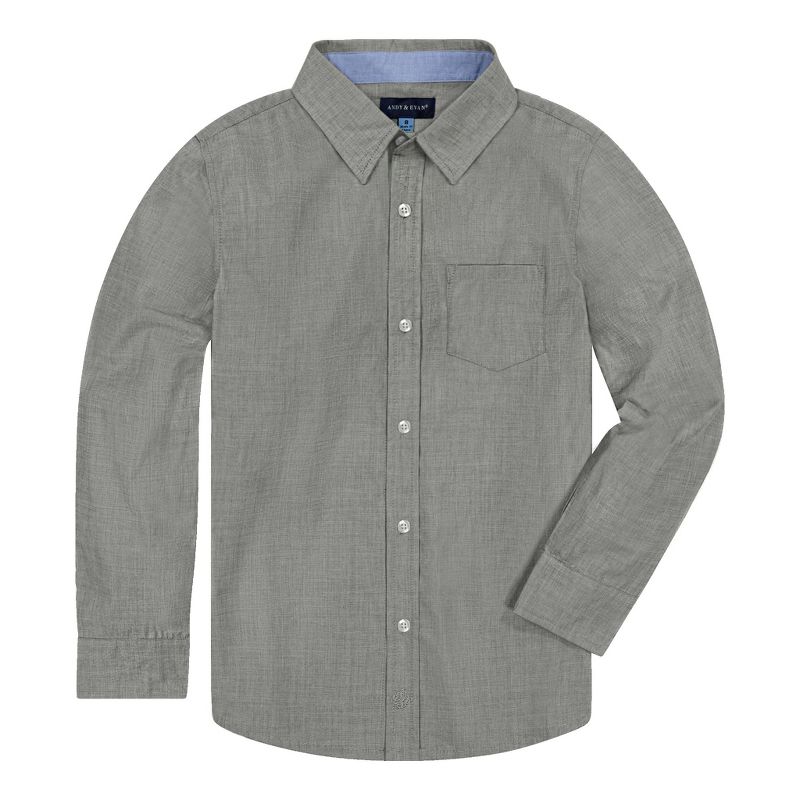 Andy & Evan  Toddler Grey Chambray Button Down Shirt